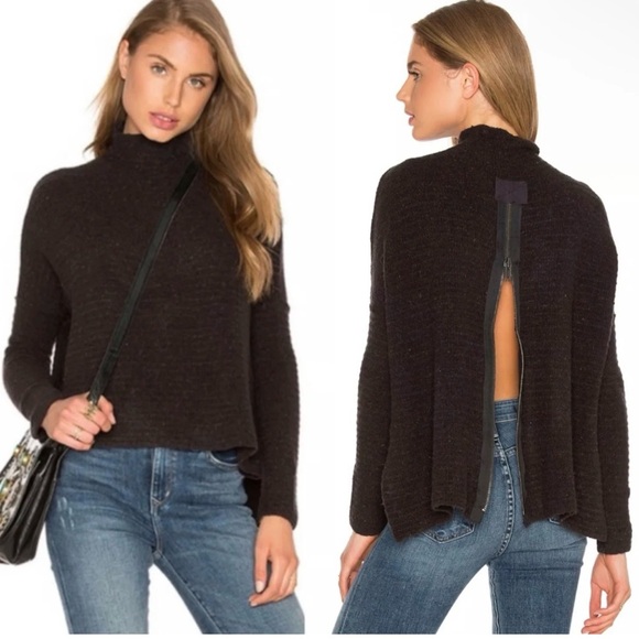 Free People Sweaters - Free‎ People Arctic Fox Wool-Blend Sweater medium zip back wool linen blend